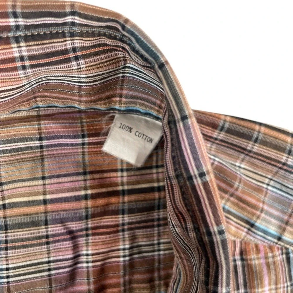 Ermenegildo Zegna Shirt Men's 3XB Multicolor Plaid Long Sleeve Made in Italy EUC